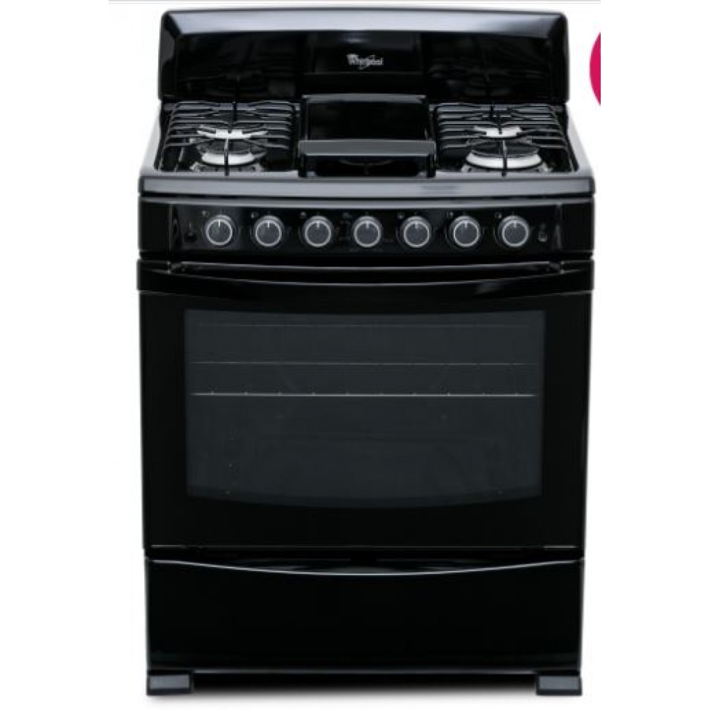 Stove- 30" Gas 6 Burner- Black Whirlpool