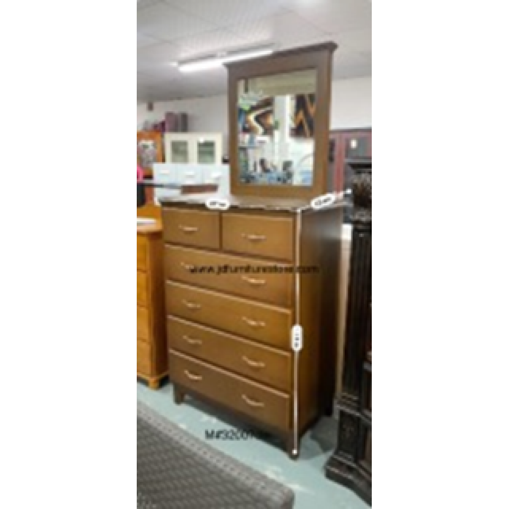 CHEST OF DRAWERS- W/ MIRROR IMPORTED WOOD