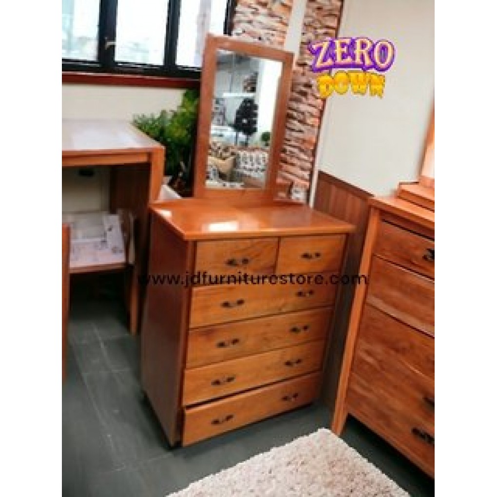 CHEST OF DRAWERS- CEDAR & PLY 42x34 6 DRAWERS W/ MIRROR