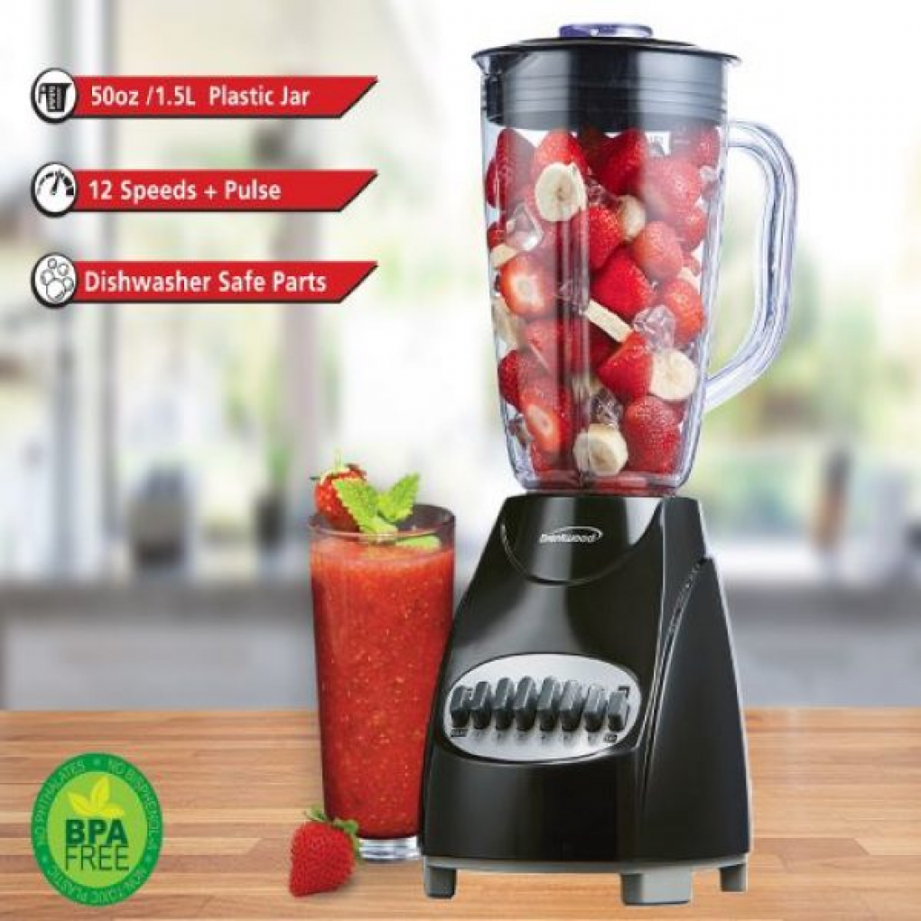 BLENDER- BRENTWOOD BLACK 12 SPEED 350 W MOTOR 42oZ GLASS JAR