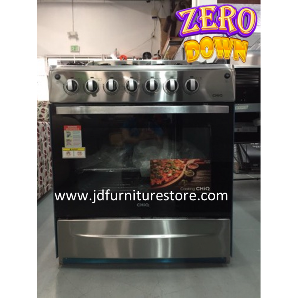 STOVE- CHIQ 30” 6 BURNER W/IGNITION GAS 2 SHELVES