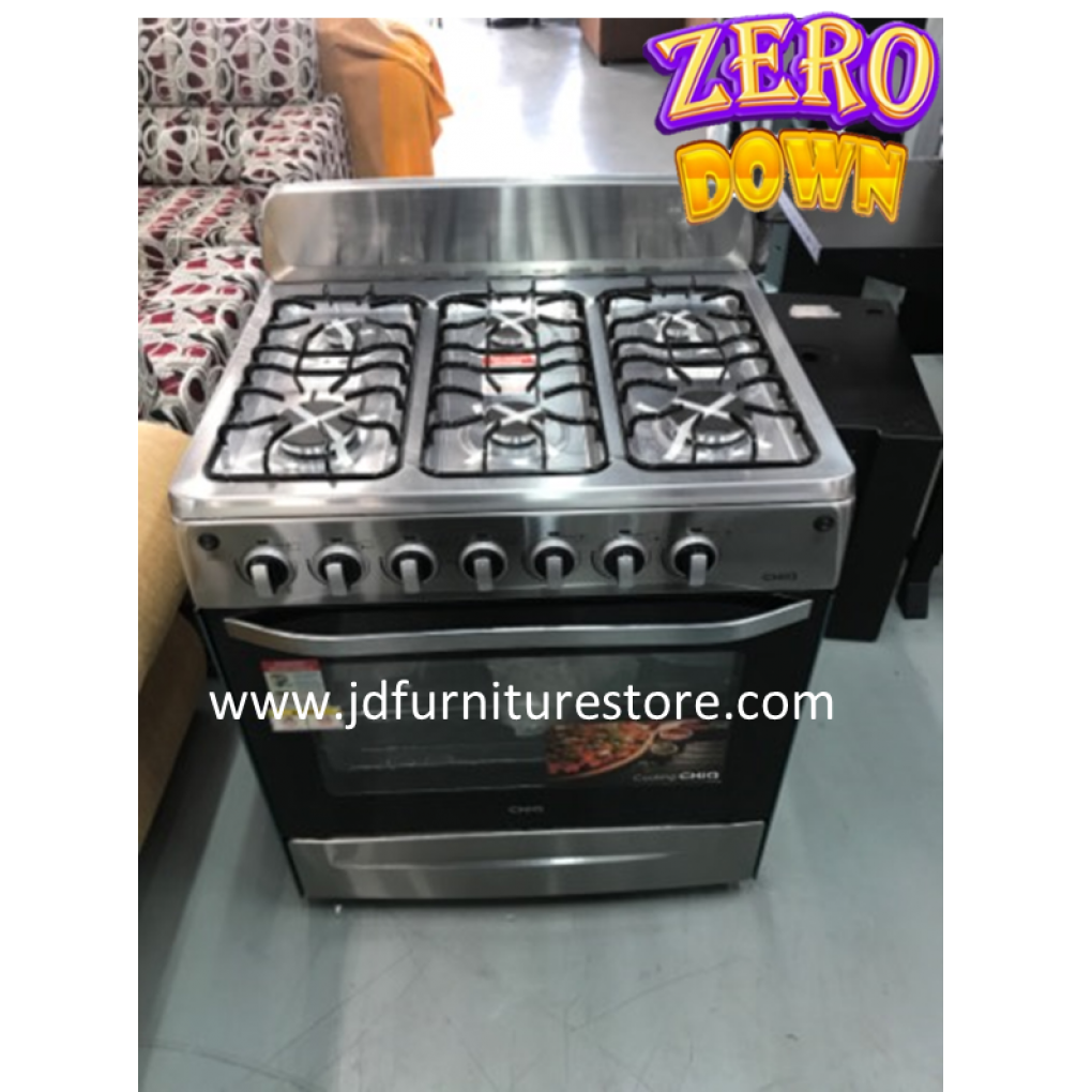 STOVE- CHIQ 30” 6 BURNER W/IGNITION GAS 2 SHELVES