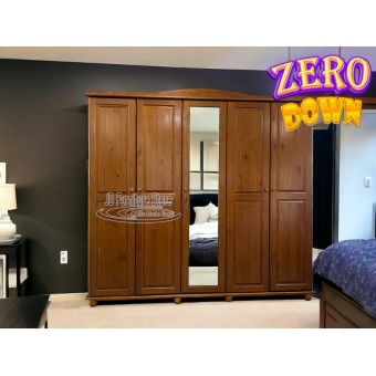 WARDROBE- 5 DOOR SOLID WOOD TEAK FINISH