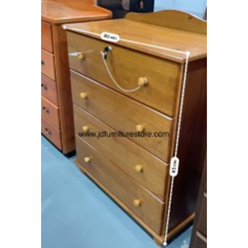 CHEST OF DRAWERS- SOLID WOOD 4 DRAWERS  STAIN WITH SLIDERS