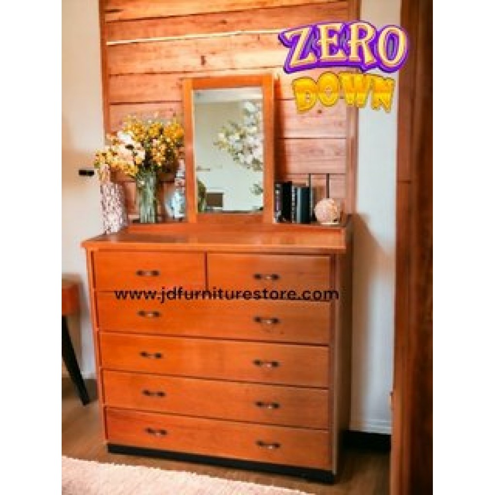 CHEST OF DRAWERS- CEDAR & PLY 42x42 6 DRAWERS WITH MIRROR