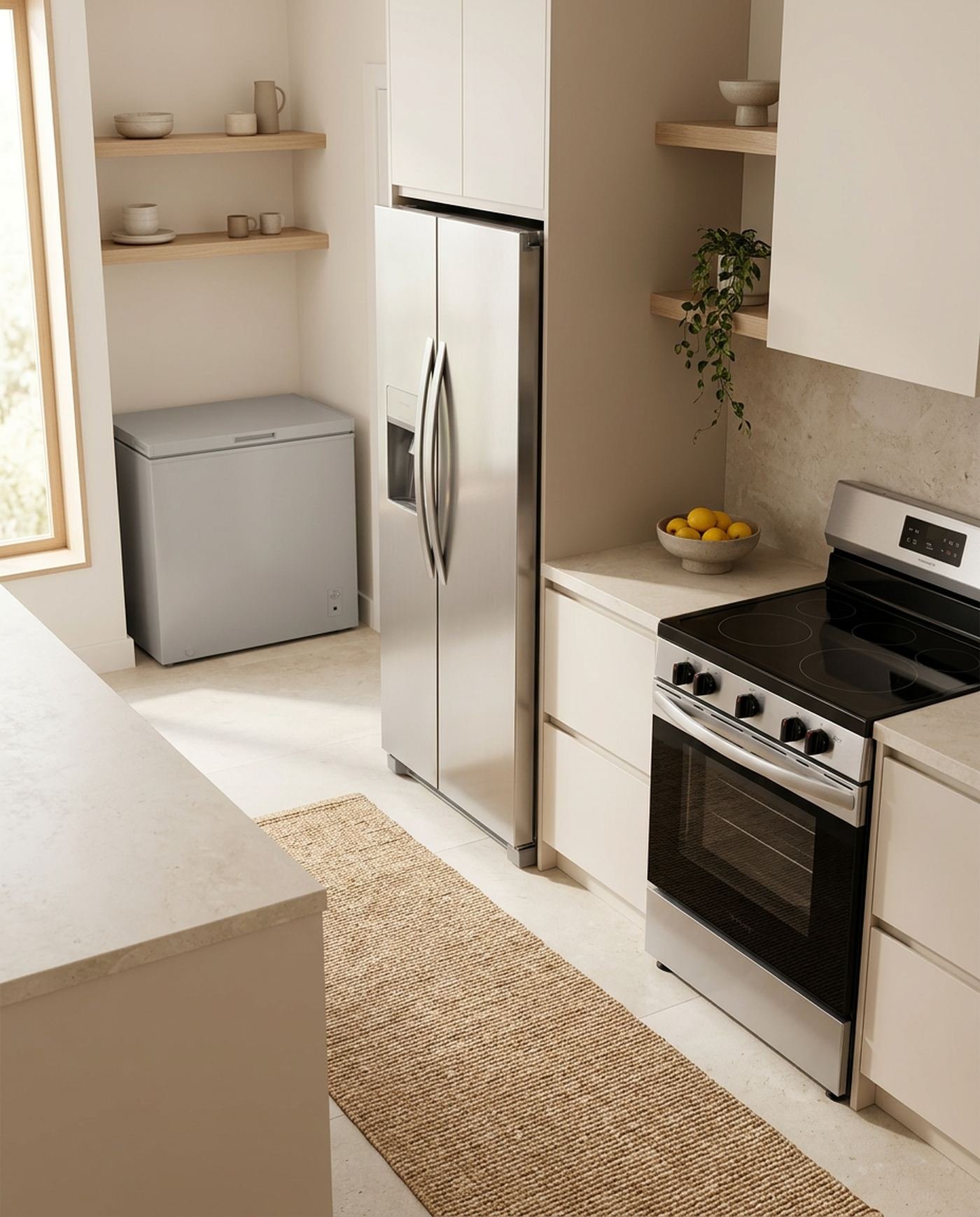 Modern kitchen with stainless appliances